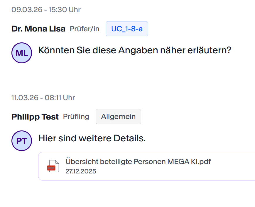 Zusammenarbeit mit externen PrüferInnen interface